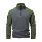 S&uuml;gistalv meeste top poolt&otilde;mblukuga krae, kaelus kaitsev Colorblock polaarfliis keskmise pikkusega pullover dressipluus t&auml;navar&otilde;ivaste kooli tutvumiseks M khaki