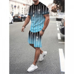 Uus meeste kaheosaline 1976 &uuml;mara tr&uuml;kiga moekas meeste &uuml;likond suvine O-kaelusega l&uuml;hikeste varrukatega polos&auml;rk + l&uuml;hikesed p&uuml;ksid kaheosaline meeste &uuml;likond S