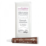P&acirc;te &agrave; sucre de couverture blanche 200 g + Stylo chocolat