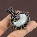 Rainbow Moonstone Handmade Copper Wire Wrap Jewelry Pendant 2.17 e9b59