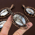 Dendrite Opal Handmade Copper Wire Wrap Jewelry Pendant 3.55 h1q38