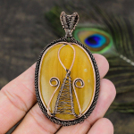 Yellow Fluorite Handmade Copper Wire Wrap Jewelry Pendant 2.88 y7v25