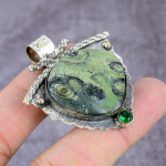 Ruby Ziosite, Diopside Ethnic 925 Sterling Silver Pendant 2.36 h2l30