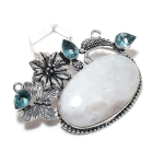 Moonstone, Topaz Handmade 925 Sterling Silver Jewelry Pendant 1.89 q0l26