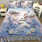 New summer bedding 5D three-dimensional air conditioning quilt summer ice silk mat bed cover summer cool quilt four-piece set 1.5m bed cover4pcs