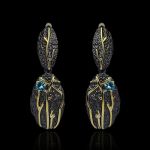 Liialdatud punk stiilis k&otilde;rvar&otilde;ngad naiste jaoks Shell Slub mustriga k&otilde;rvar&otilde;ngad Sinine tsirkoon ehted k&otilde;rvar&otilde;ngad musta kulla stiilis ehted