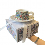 260ml Vintage Keraamiline Kohvitass, Elegantne Lilleline Lindude Teetasside Komplekt S&otilde;pradele Perele Kingituseks, Teetassid Alustassiga Kodupeoks valge