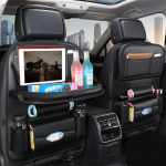 Autoistme seljatoe korraldaja koos kokkupandava lauaalusega PU-nahast hoiukamber koos taskutega jalamatid istme sisetarvikud