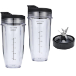 24oz segisti topsid ja 7-labalised terad Ninja Nutri asendustopsidele koos joogi- ja tihenduskaantega T&auml;iuslik sobivus BL480 jaoks gray