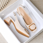 Pehmed nahast kotipeaga sandaalid naistele suvine uus paks konts keskmine konts prantsuse &otilde;htu k&otilde;rged kontsad suur suurus naiste kingad 41-43 32 aprikoosi