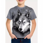 Lasteriided Poisid T-s&auml;rk L&uuml;hikeste varrukatega Lahedad 3D-huntprindiga laste suveriided Stiilsed t&auml;navariided &Uuml;mara kaelusega t&uuml;drukute riided 100