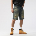 Suvi Uus Retro Vana Rebenenud Denim L&uuml;hikesed P&uuml;ksid Meeste Lahtised Sirge L&otilde;ikega Viiepunktilised P&uuml;ksid 40