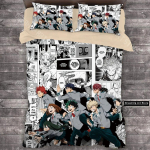 3D Prindi MANGA Anime My Hero Academia Voodipesukomplekt Poistele T&uuml;drukutele &Uuml;heinimese Suurus Kaksik Suurus Queen Suurus T&auml;issuurus Tekikott Padjap&uuml;&uuml;r Voodi T&auml;iskasvanute Magamistuba EU Single 90x200cm black