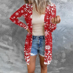 Naiste pikkade varrukatega retrotr&uuml;kiga &uuml;laosa, kerge p&otilde;hiline lahtine jakk kardigan vabaaja s&auml;rgid, j&otilde;ulud XXXL