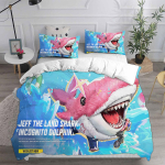 Jeff Shark Voodipesukomplektid Tekk Voodikate Tekk Tekikott Padjap&uuml;&uuml;r 2-3 Osaline Komplekt Lastele T&auml;iskasvanute Magamistoa Kaunistus EU Single 135x200cm blue