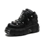 Moodne kaubam&auml;rk Punk stiil Naiste kingad Paelkinnitusega Kontsa k&otilde;rgus 6CM Platvormkingad Naine Gooti pahkluusaapad Metallist kaunistus Naine Tennised 38 must
