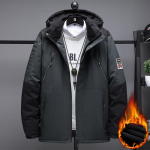 Meeste s&uuml;gis- ja talvine suures suuruses meeste puuvillase polsterdatud jope, paksendatud soe puuvillase polsterdatud jope, avara polsterdatud jope, &otilde;ue polsterdatud jope 9XL hall