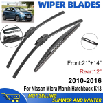 3 tk Nissan Micra March luukp&auml;ra K13 2010-2016 jaoks 21 + 14 + 12 Esiklaasi Puhastajad Eesmine Tagumine