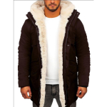 Tellimuse kasv karvkattega integreeritud kapuutsiga jakk paksenenud soe jope soov imitatsioonnahast fliis puuvillane mantel 5XL tumepruun v&auml;rv