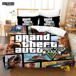 GTA V M&auml;ngu - Teemaline Multikate Voodipesukomplekt Tekikoti ja Padjap&uuml;&uuml;ri, Sealhulgas Tekiga EU single(135x200cm) black