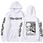 Jaapani Anime BLUE LOCK Kapuutsiga pusa Nagi Seishiro Prindiga Pullover Meeste Naiste Pusad Mugav T&auml;navamood Harajuku Unisex Pullover M
