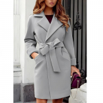 Naiste Talvemood V&ouml;&ouml;ga Slim Fit Villane Mantel Trenchcoat Trench Keskmise pikkusega Mantel XXL hall
