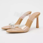 Moodne Uus Disain Naiste K&otilde;rged Kontsad Sandaalid Mood L&auml;bipaistev PVC Avatud Varvas Stiletto Suvine Elegantne Peokingad Daamile Suurus 35-42 37 beež