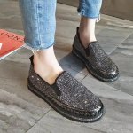 Naiste uued lamedad kristallist naiste kingad Glitter Bling loafers Lamedad platvormid Mood Naiste vabaaja mokassiinid Naiste kingad Zapatos De Mujer 35 must