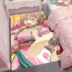 Kimetsu Akadeemia Mitsuri Kanroji Kunsti&otilde;pilase Teemaline Vaip Triibuline S&auml;rk Palett Pintsel Disain S&uuml;damekujulised Mustrid Anime Vaip T&uuml;drukute Tuba 120X160CM