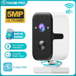 OKAM PRO V&auml;litingimuste P&auml;ikesekamera 5G WiFi HD 5MP 5000mAh Liikumisj&auml;lgimine Kahesuunaline Intercom V&auml;rviline &Ouml;&ouml;n&auml;gemine Traadita PTZ-kaamera camera