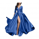 Seksikas s&uuml;gava V-kaelusega maksikleit naistele l&auml;bipaistva pitsist pikkade varrukatega k&otilde;rge l&otilde;hikuga kokteilikleit pidulik &otilde;htukleit S