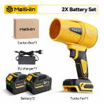 MELLWIN Harjadeta Elektrilised Turbo Ventilaatorid Puhurid Jet V&auml;givaldne K&auml;eshoitav Lehepuhur Tolmu Puhumine Makita 18V Aku Pinni jaoks 2*Large Battery Set