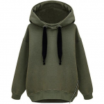 Lahtine pealismantel, pikkade varrukatega kapuutsiga pullover, suur pl&uuml;&uuml;s paksendatud sviiter keskmine pikk kampsun, naljakas Euroopa stiilis kapuutsiga naiste tops XXXL armee roheline v&auml;rv