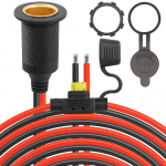 CERRXIAN /24V Fikseeritud keermega sigaretis&uuml;&uuml;taja pesa pikenduskaabel, 20A 13AWG Veekindel sigaretis&uuml;&uuml;taja emaspesa asenduskaabel (2M) 2 meters