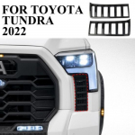 Carbon Fiber Style Front Headlights grille Vent Trim Cover For Toyota Tundra