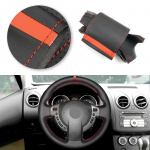 Autotarvikud Roolikate Nahkkattega Must punase triibuga Nissan QASHQAI X-Trail NV200 Rogue 2008 2009 2010 jaoks