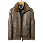 Meeste ehtsast nahast jakk Talvine samet, paksendatud kuldne naaritsa samet veisenahast jakk rev&auml;&auml;rikas karusnahast &uuml;hes t&uuml;kis meeste jope XXXXL kohv