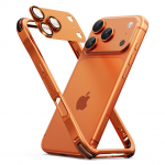 Varajane iPhone 17 Pro Max 17 Pro metallkorpus Alumiiniumist metallraam Telefonikate T&auml;ielik kaamerakaitse Sulamist objektiivikate P&otilde;rutuskindel iPhone17 Pro oranž