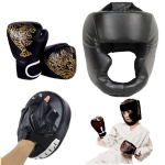 T&auml;iskasvanute/laste MMA turvalised poksikindad kiiver pea kaitsmed PU nahast kindad laste poksitreening kickboxing poksija sihtm&auml;rk aldult black