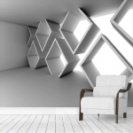 3D Tsemendisein Geomeetrilised Hooneid Ruumi Laiendav Seinamaal Magamistoa Diivani Abstraktne 3D Tapeet 200 cm(W) x 140 cm(H)