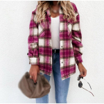 Naiste ruuduline s&uuml;giss&auml;rk avara pikkade varrukatega, &uuml;he rinnaga taskuga, naiste retro stiilis vabaaja s&auml;rk XL punane