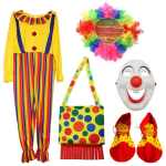 T&auml;iskasvanute klounikost&uuml;&uuml;mi komplekt Klounikingad Klouniparukas Klounikost&uuml;&uuml;mi aksessuaaride komplekt Klounimask meestele naistele Cosplay yellow