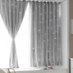 Kahekihilised Romantilised Laste T&uuml;drukute Kardinad L&auml;bil&otilde;igatud T&auml;htedega Elutoa Magamistoa Akna Kardinad Valgust Filtreeriv Pol&uuml;ester T&auml;iuslik W100*H130(CM)-Hooks&2PCS
