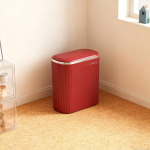 Trash Can with Lid, Garbage Can, Press Top Wastebasket, Bin for under Desk Cabinet Sink Red beige