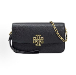 Tory Burch Britten &Otilde;&otilde;neslogo Kett Nahast &Otilde;la-Crossbody Kott Naiste Kotid Must Must-Kuld 141012-001 Basic Set (Bag+Dust Bag) gray