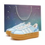 Adidas VL Court Bold Mere sool K&auml;pa muster Libisemisvastane Kulumiskindel Madal top Rula kingad Naiste Sinine Valge IH3083(Team2480--) 38