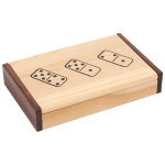 Dominoekomplekt t&auml;iskasvanutele Klassikalised lauam&auml;ngud Double Six Domino m&auml;ngukomplekt keerutajaga Plaadid puidust karbis 2-4 m&auml;ngijat &Scaron;akk beige
