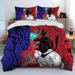 3D Anime Saemees Man Denji Multikas Tekikott Voodipesukomplekt, Tekikoti Voodikomplekt Tekikate Padjap&uuml;&uuml;r, Kuninga Suuruses Kuninganna Suuruses Voodikomplekt 135x200cm
