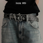 Maokinnitusega Retro Kulunud Neetidega Punk Nahast V&ouml;&ouml; Mees Naine Vintage Punk Rock Teksap&uuml;kste V&ouml;&ouml; V&ouml;&ouml;koht 110cm gray
