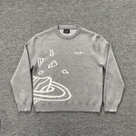 Broken Planet Jacquardiga Tikitud Logoga Kootud Pullover Ameerika T&auml;navastiilis Meeste ja Naiste Vabaaja &Uuml;mmarguse Kaelusega Pullover M hall v&auml;rv